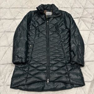 Eddie Bauer Vintage Goose Down 550 Parka Dark Green Long Puffer Jacket Womens M